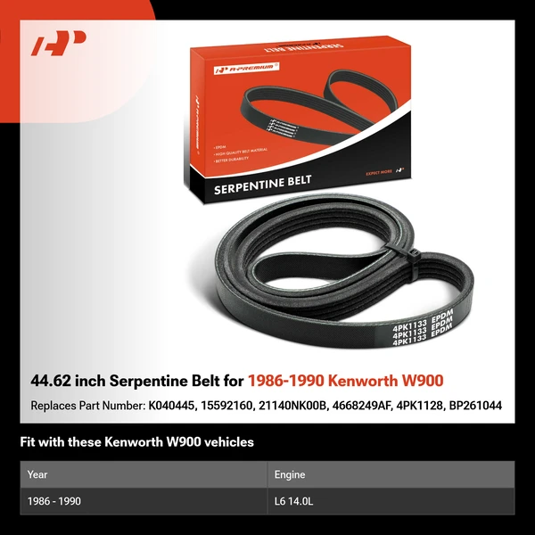 44.62 inch Serpentine Belt for 1986-1990 Kenworth W900