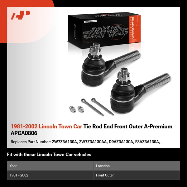 1981-2002 Lincoln Town Car Tie Rod End Front Outer A-Premium APCA0806