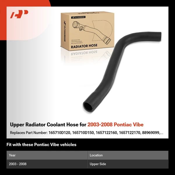 Upper Radiator Coolant Hose for 2003-2008 Pontiac Vibe