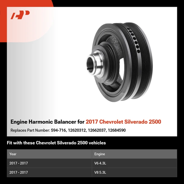Engine Harmonic Balancer for 2017 Chevrolet Silverado 2500
