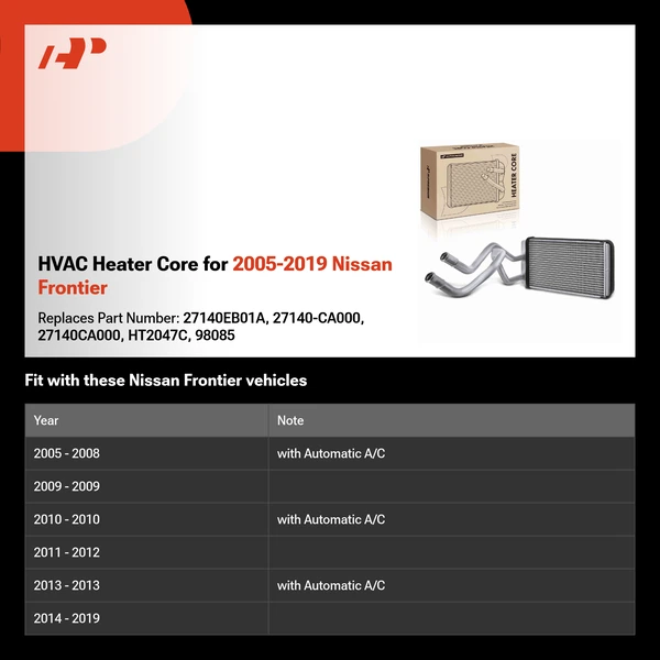HVAC Heater Core for 2005-2019 Nissan Frontier
