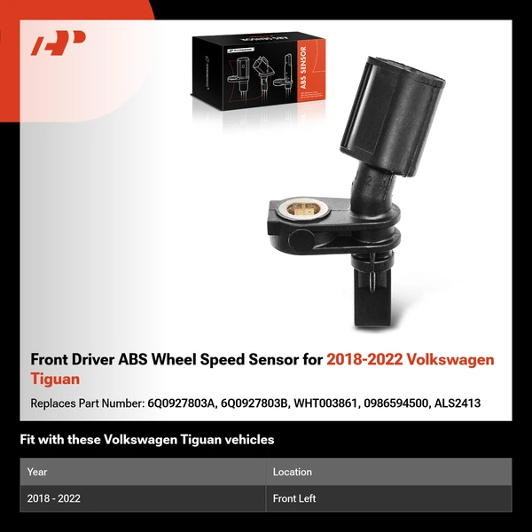 Front Driver ABS Wheel Speed Sensor for 2018-2022 Volkswagen Tiguan
