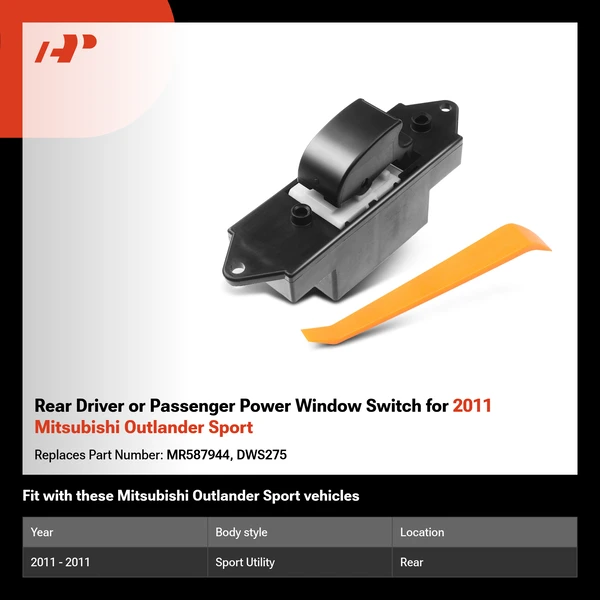 Rear Driver or Passenger Power Window Switch for 2011 Mitsubishi Outlander Sport