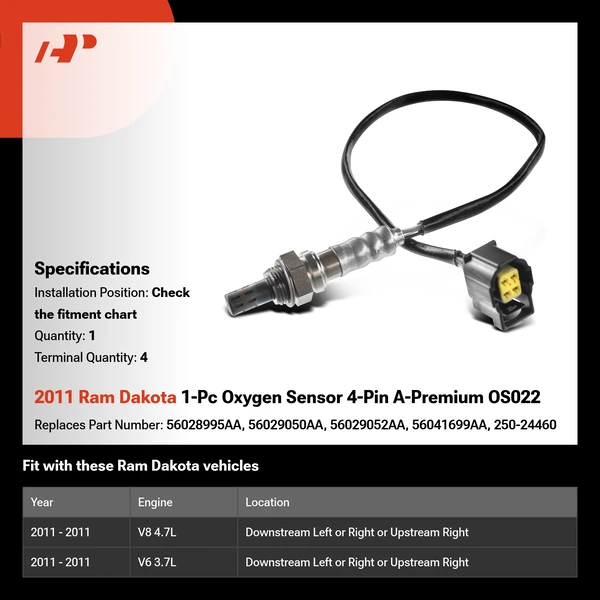 2011 Ram Dakota 1-Pc Oxygen Sensor 4-Pin A-Premium OS022