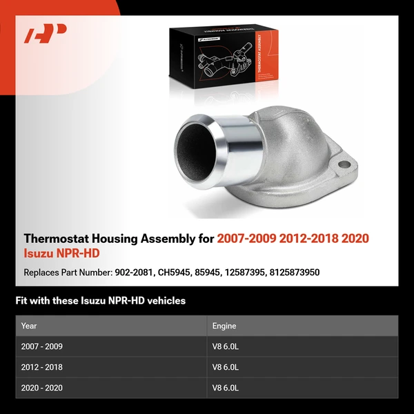 Thermostat Housing Assembly for 2007-2009 2012-2018 2020 Isuzu NPR-HD