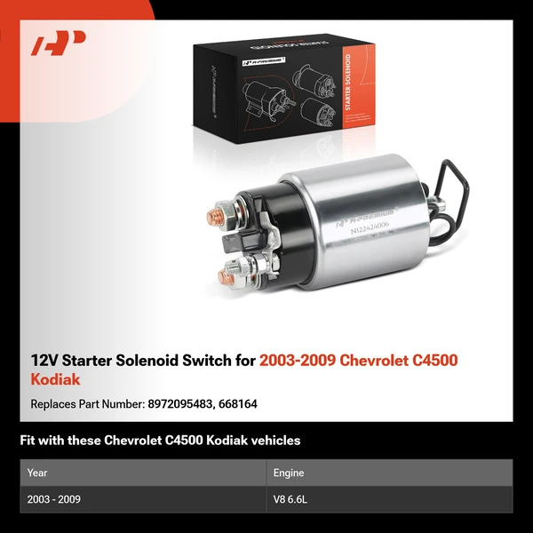 12V Starter Solenoid Switch for 2003-2009 Chevrolet C4500 Kodiak