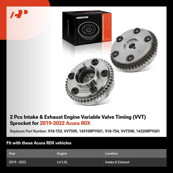 2 Pcs Intake & Exhaust Engine Variable Valve Timing (VVT) Sprocket for 2019-2022 Acura RDX