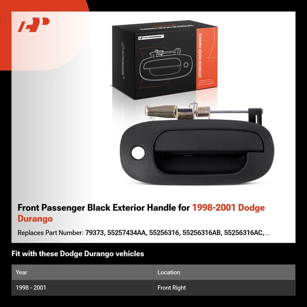 Front Passenger Black Exterior Handle for 1998-2001 Dodge Durango
