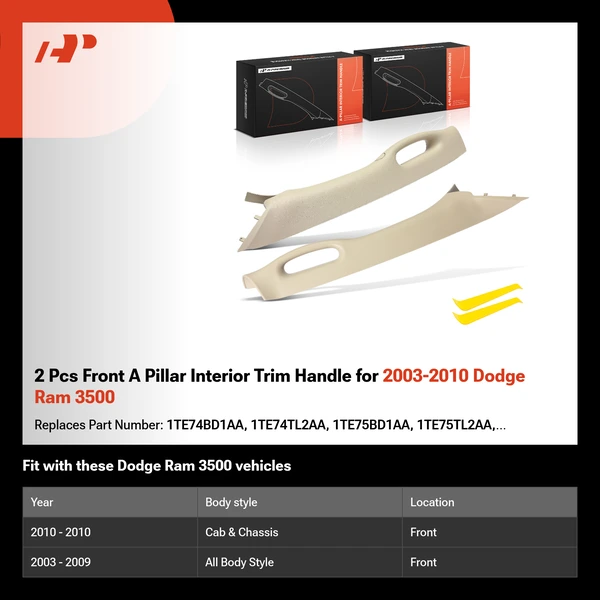 2 Pcs Front A Pillar Interior Trim Handle for 2003-2010 Dodge Ram 3500