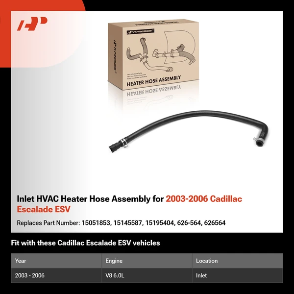 Inlet HVAC Heater Hose Assembly for 2003-2006 Cadillac Escalade ESV