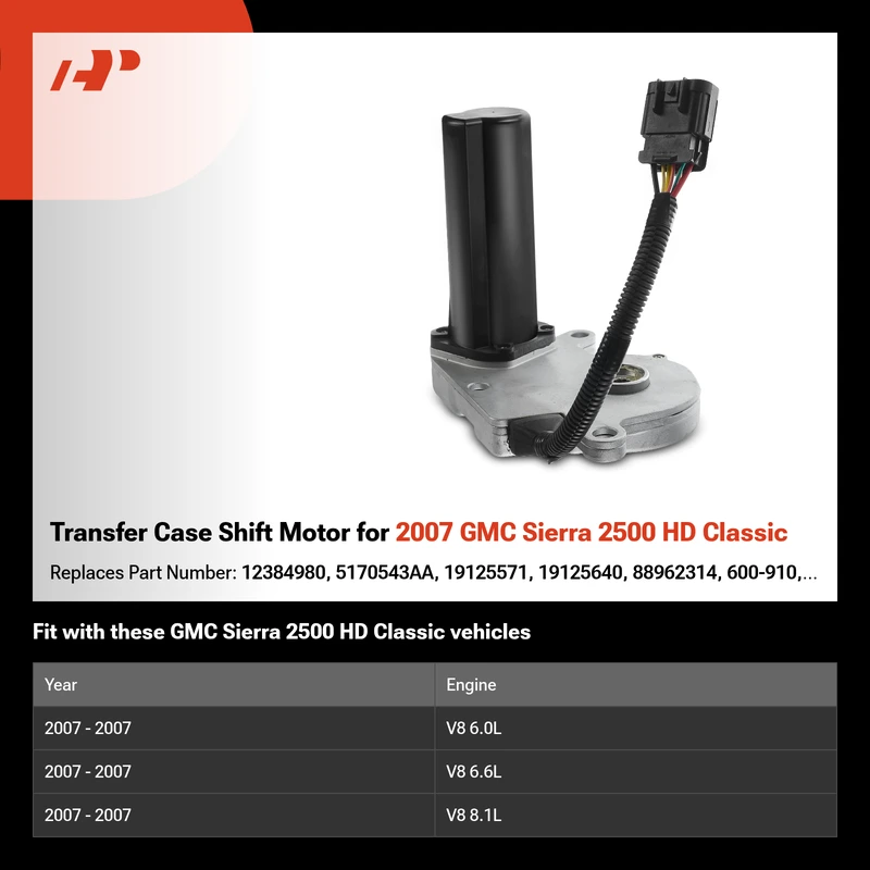 Transfer Case Shift Motor for 2007 GMC Sierra 2500 HD Classic