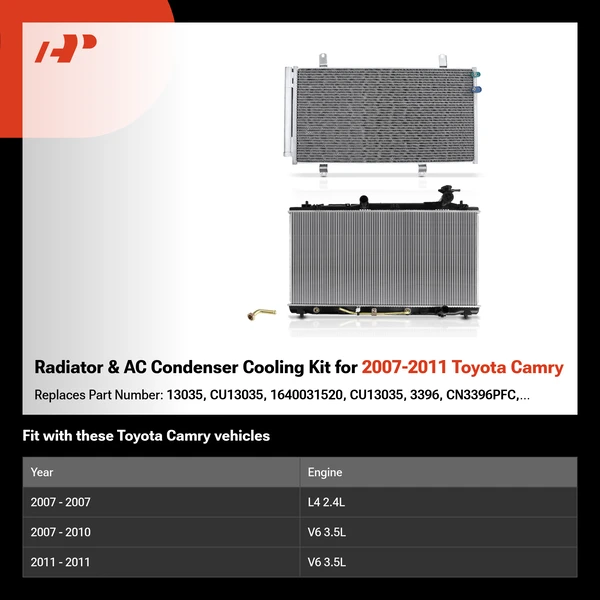 Radiator & AC Condenser Cooling Kit for 2007-2011 Toyota Camry