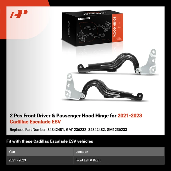 2 Pcs Front Driver & Passenger Hood Hinge for 2021-2023 Cadillac Escalade ESV