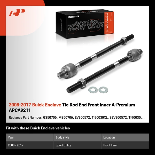 2008-2017 Buick Enclave Tie Rod End Front Inner A-Premium APCA9211