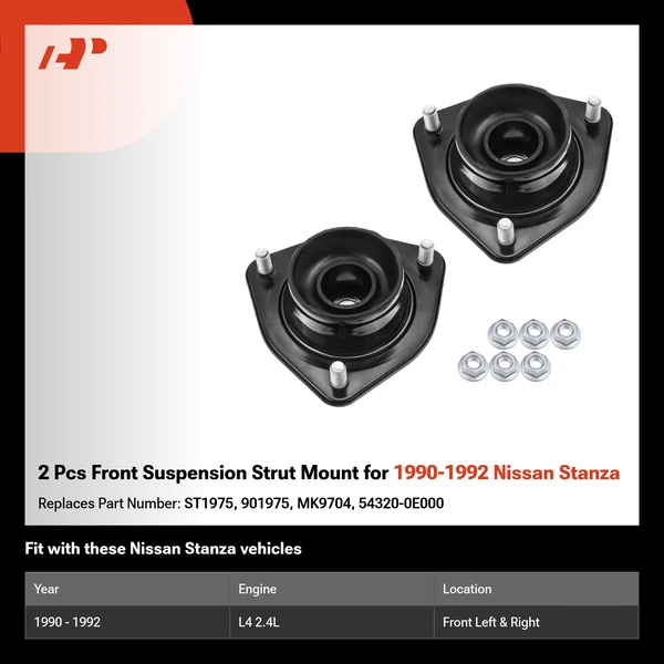2 Pcs Front Suspension Strut Mount for 1990-1992 Nissan Stanza