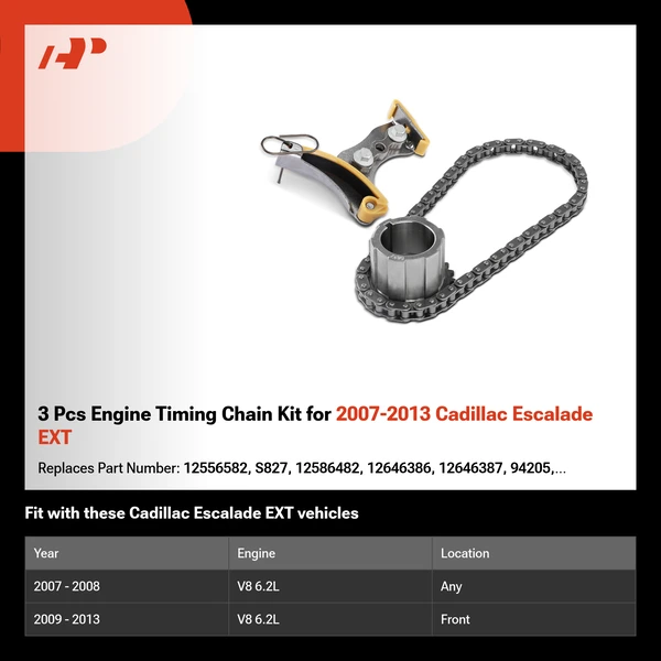 3 Pcs Engine Timing Chain Kit for 2007-2013 Cadillac Escalade EXT