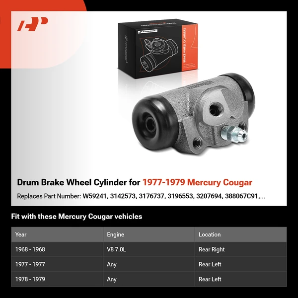 Drum Brake Wheel Cylinder for 1977-1979 Mercury Cougar