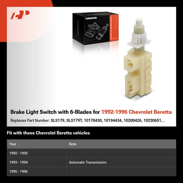 Brake Light Switch with 6-Blades for 1992-1996 Chevrolet Beretta