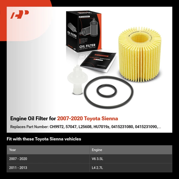 Engine Oil Filter for 2007-2020 Toyota Sienna