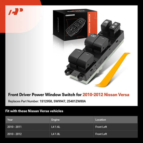 Front Driver Power Window Switch for 2010-2012 Nissan Versa
