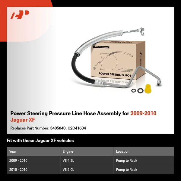 Power Steering Pressure Line Hose Assembly for 2009-2010 Jaguar XF
