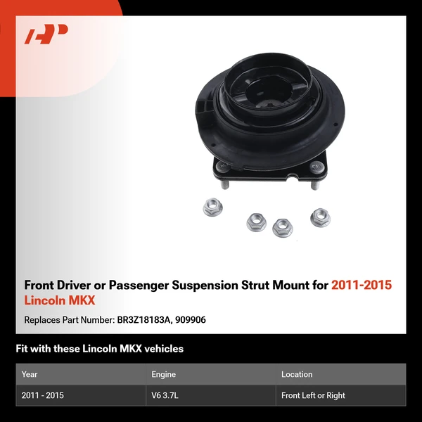 Front Driver or Passenger Suspension Strut Mount for 2011-2015 Lincoln MKX