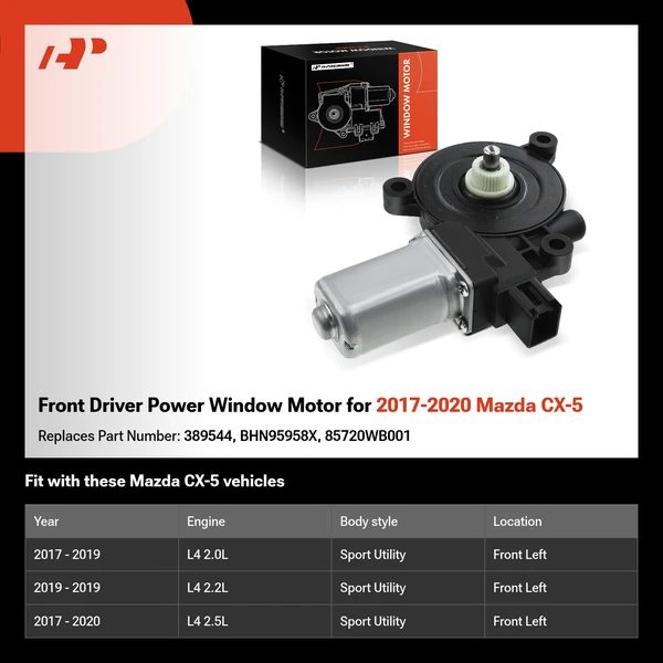 Front Driver Power Window Motor for 2017-2020 Mazda CX-5