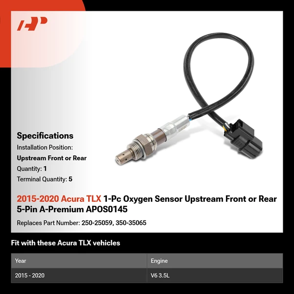 2015-2020 Acura TLX 1-Pc Oxygen Sensor Upstream Front or Rear 5-Pin A-Premium APOS0145
