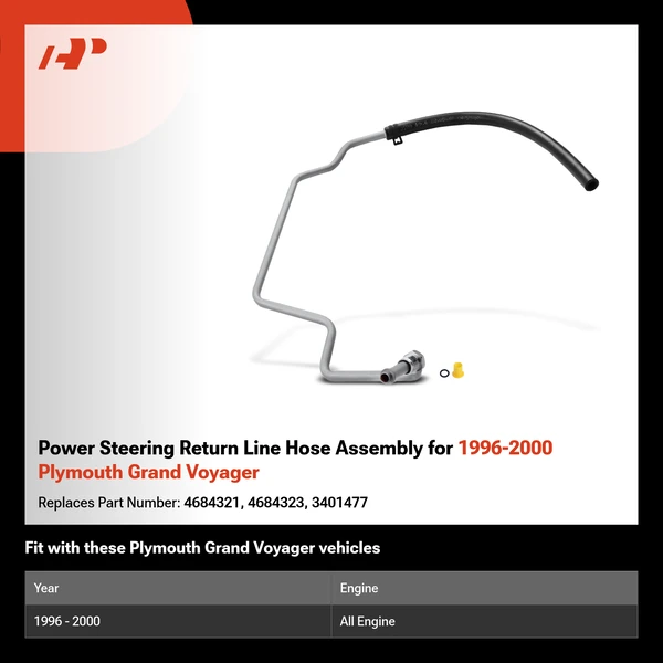 Power Steering Return Line Hose Assembly for 1996-2000 Plymouth Grand Voyager