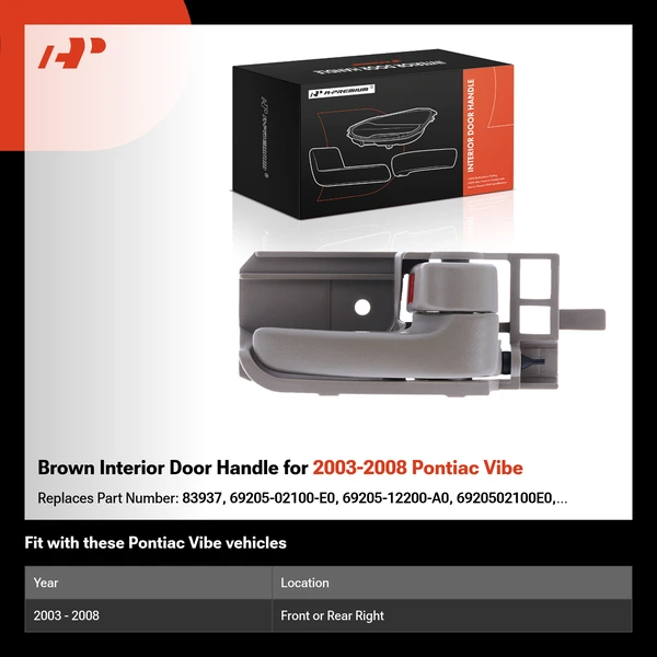 Brown Interior Door Handle for 2003-2008 Pontiac Vibe