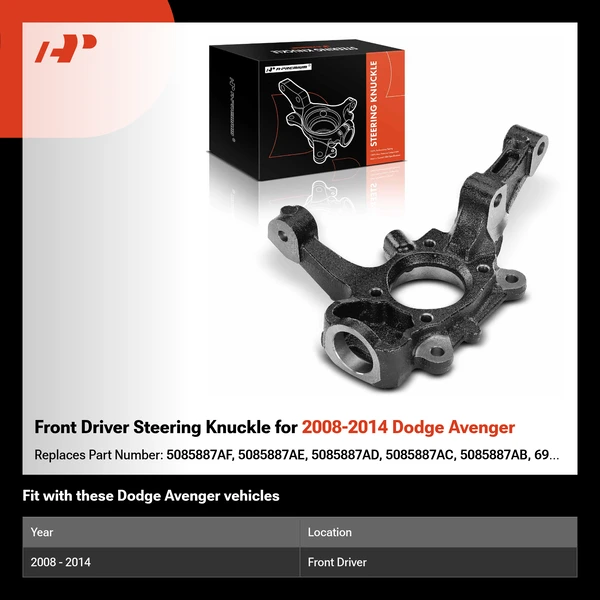 Front Driver Steering Knuckle for 2008-2014 Dodge Avenger