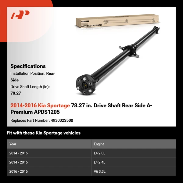 2014-2016 Kia Sportage 78.27 in. Drive Shaft Rear Side A-Premium APDS1205