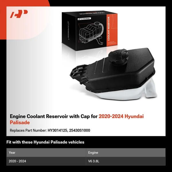 Engine Coolant Reservoir with Cap for 2020-2024 Hyundai Palisade