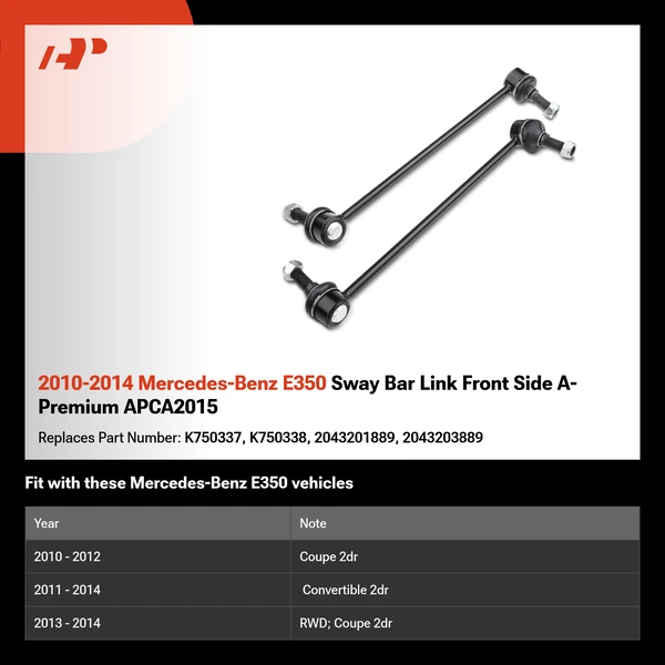 2010-2014 Mercedes-Benz E350 Sway Bar Link Front Side A-Premium APCA2015