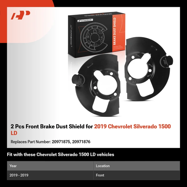 2 Pcs Front Brake Dust Shield for 2019 Chevrolet Silverado 1500 LD