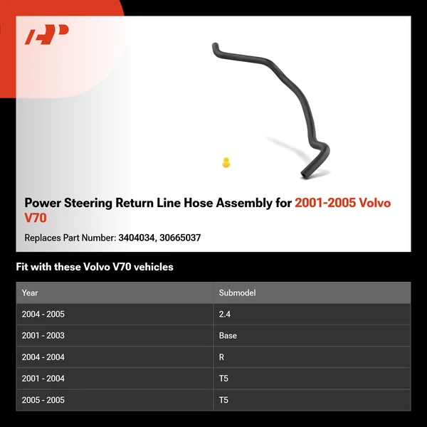 Power Steering Return Line Hose Assembly for 2001-2005 Volvo V70