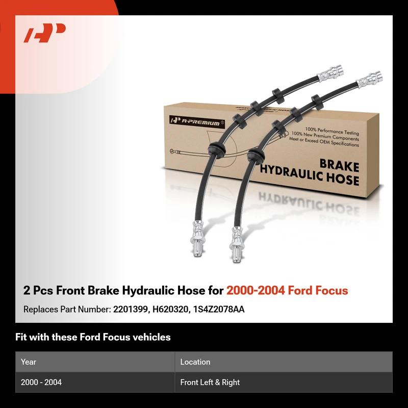 2 Pcs Front Brake Hydraulic Hose for 2000-2004 Ford Focus