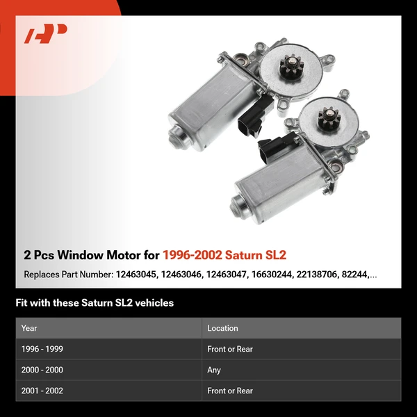 2 Pcs Window Motor for 1996-2002 Saturn SL2