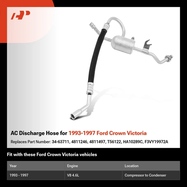 AC Discharge Hose for 1993-1997 Ford Crown Victoria