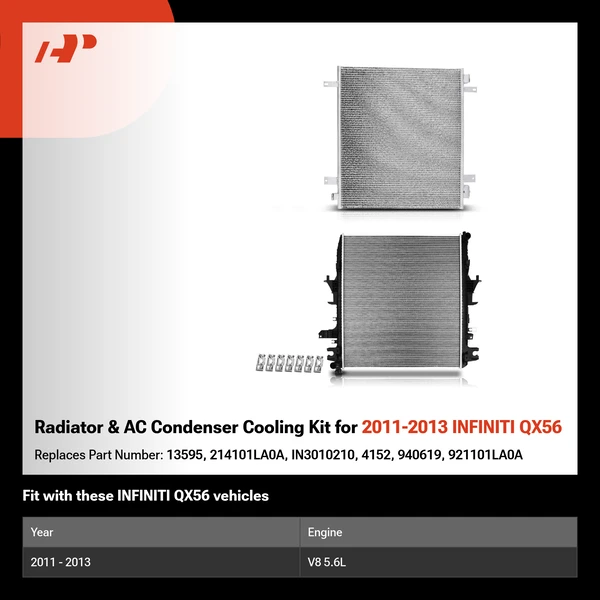 Radiator & AC Condenser Cooling Kit for 2011-2013 INFINITI QX56