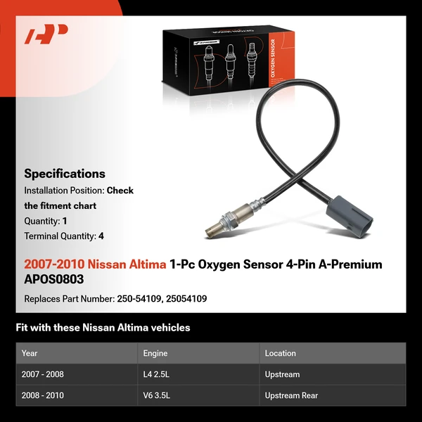 2007-2010 Nissan Altima 1-Pc Oxygen Sensor 4-Pin A-Premium APOS0803