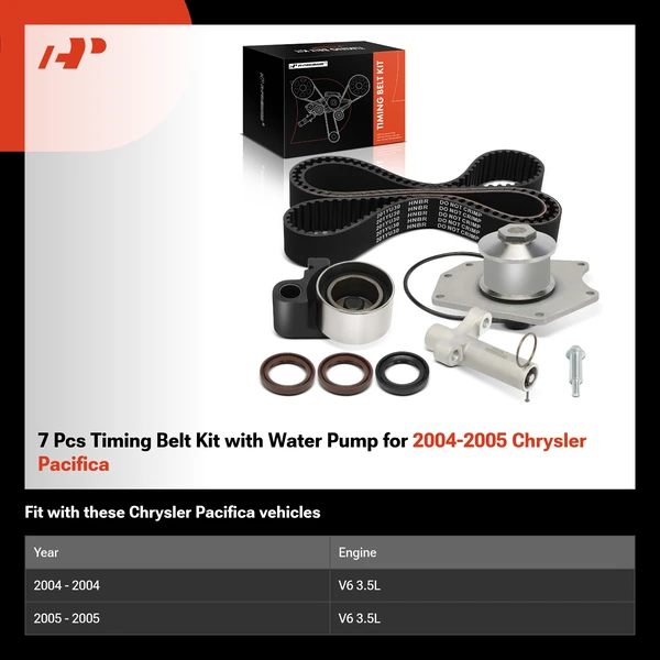 7 Pcs Timing Belt Kit with Water Pump for 2004-2005 Chrysler Pacifica