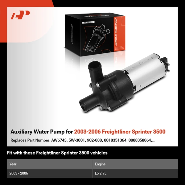 Auxiliary Water Pump for 2003-2006 Freightliner Sprinter 3500