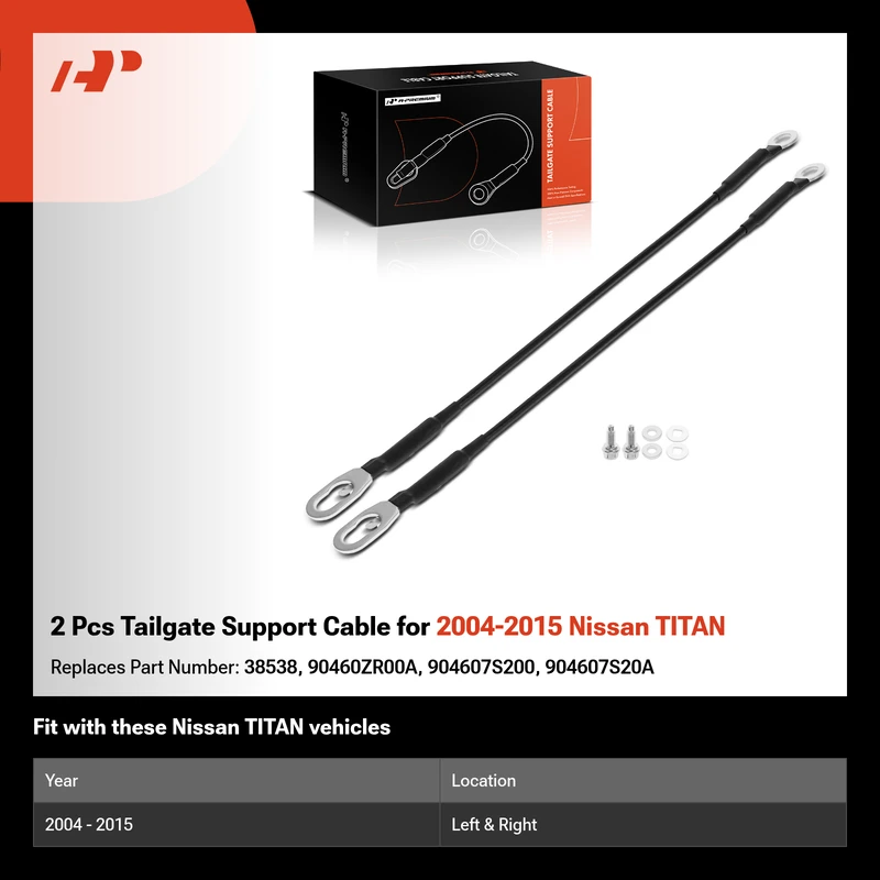 2 Pcs Tailgate Support Cable for 2004-2015 Nissan TITAN