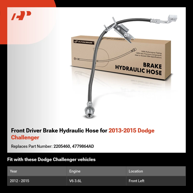 Front Driver Brake Hydraulic Hose for 2013-2015 Dodge Challenger