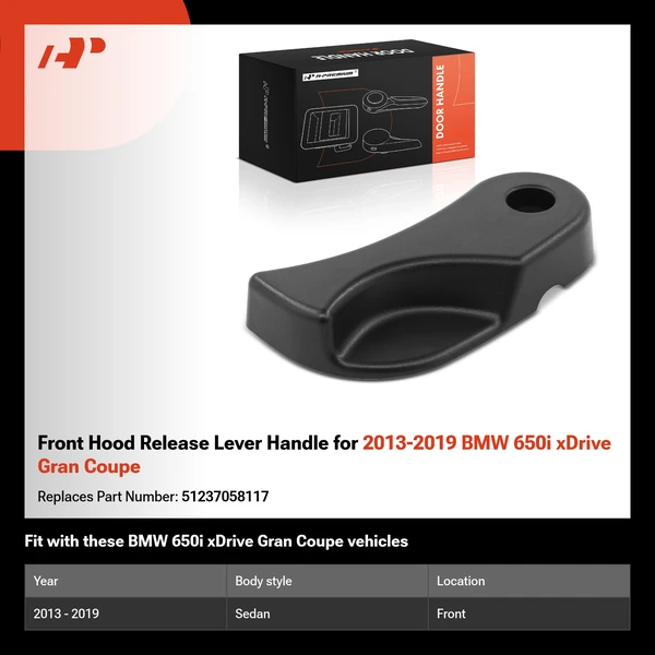 Front Hood Release Lever Handle for 2013-2019 BMW 650i xDrive Gran Coupe