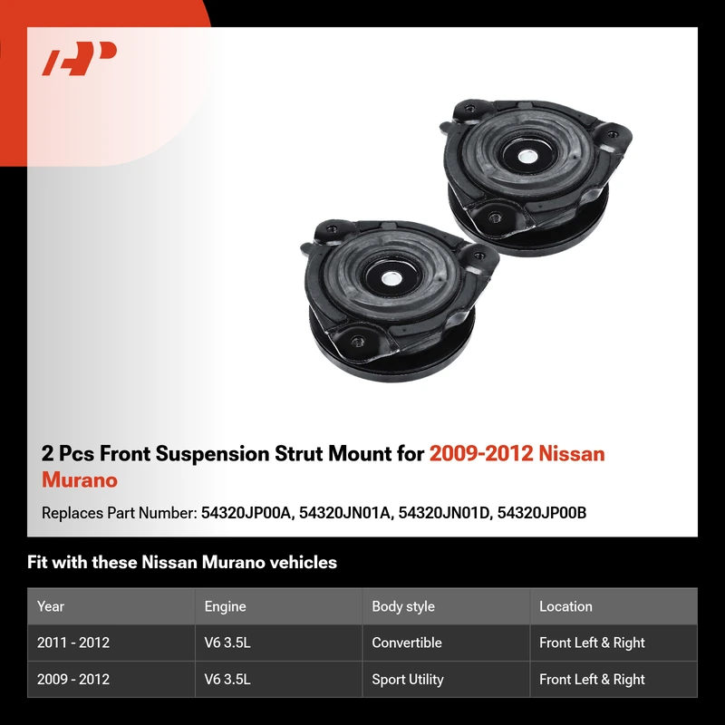 2 Pcs Front Suspension Strut Mount for 2009-2012 Nissan Murano