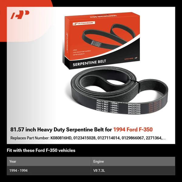 81.57 inch Heavy Duty Serpentine Belt for 1994 Ford F-350