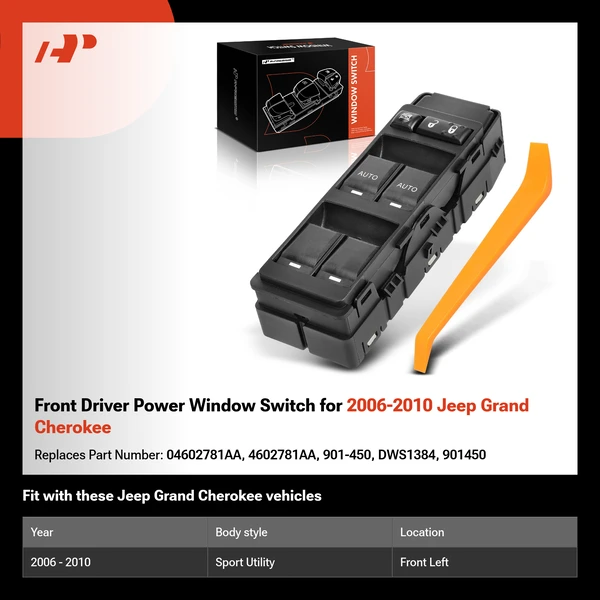 Front Driver Power Window Switch for 2006-2010 Jeep Grand Cherokee