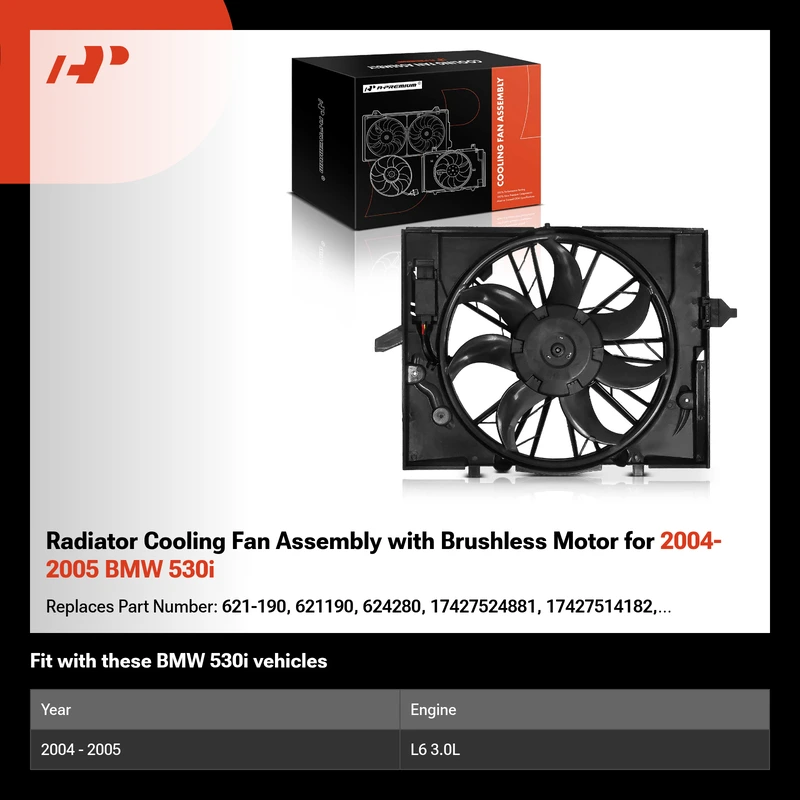 Radiator Cooling Fan Assembly with Brushless Motor for 2004-2005 BMW 530i